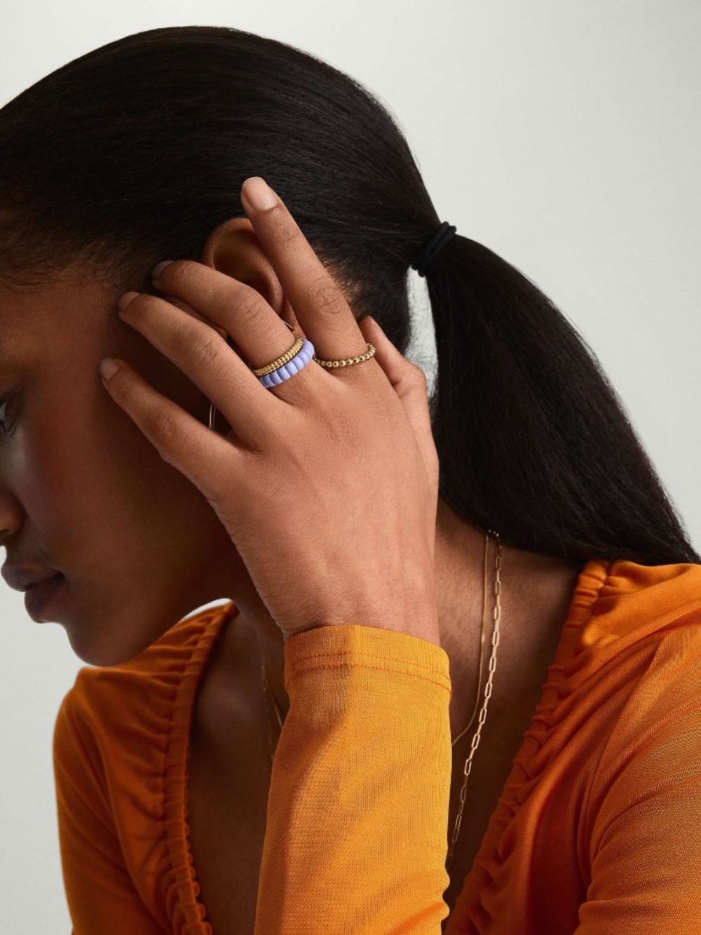 MEJURI CHARLOTTE SLIM ENAMEL STACKABLE RING - Picture 7 of 12
